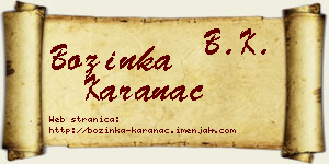 Božinka Karanac vizit kartica